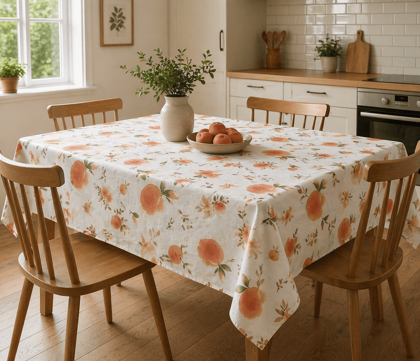 Peach Print Tablecloth