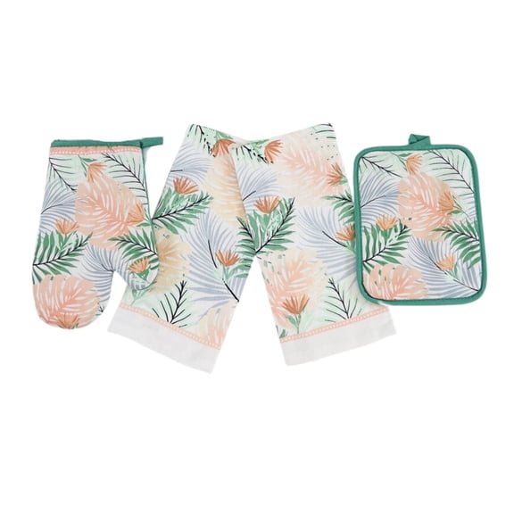 Serafina Home Pastel Palm Leaf Kitchen Set, Set of 4