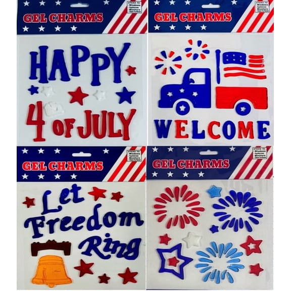 Serafina Home Patriotic American USA Window Gel Cling Stickers Party Supplies Decorations Decals Mirror Glass for The Home and Office Windows