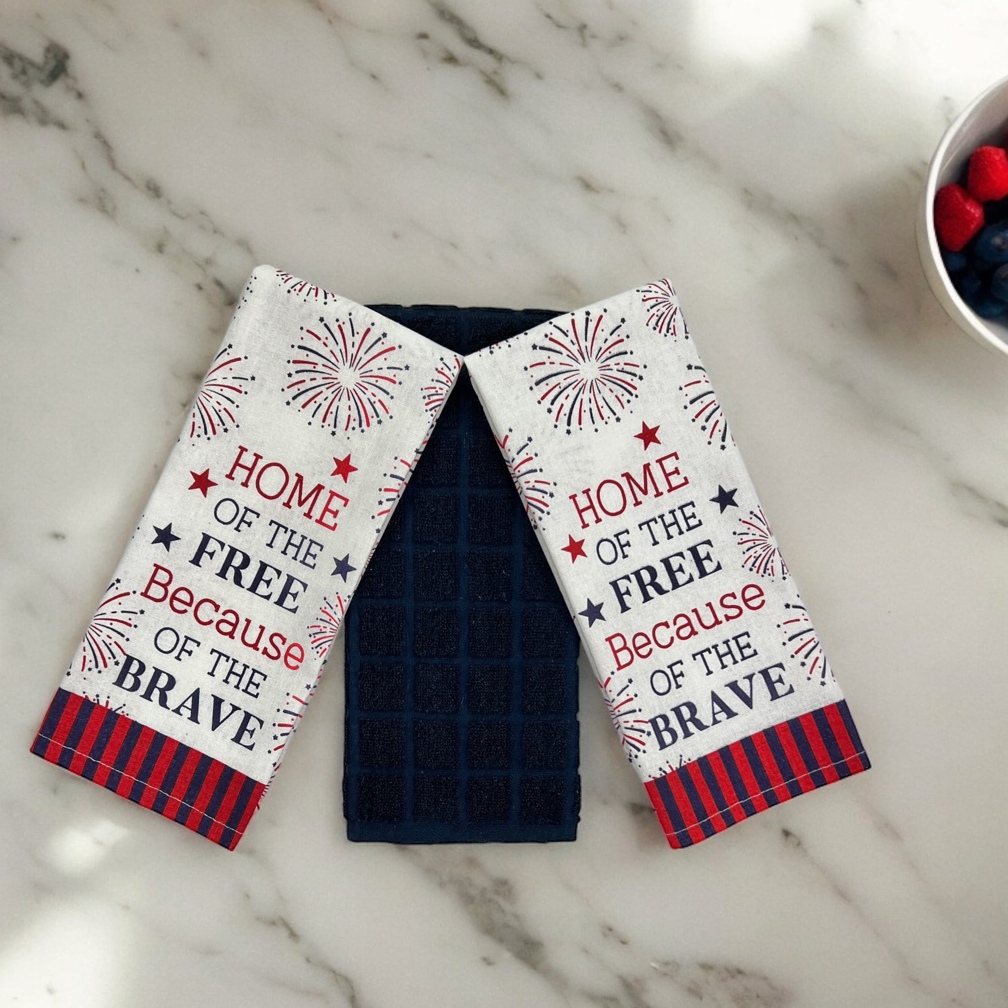 Serafina Home Patriotic Dish Towel Set, Set of 3, 100% Cotton, Three ...