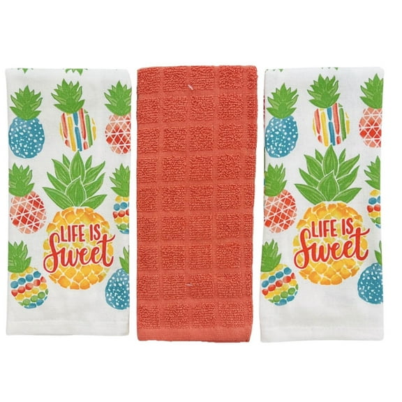 Serafina Home Pineapple Life Is Sweet Kitchen Towel Set Of 3