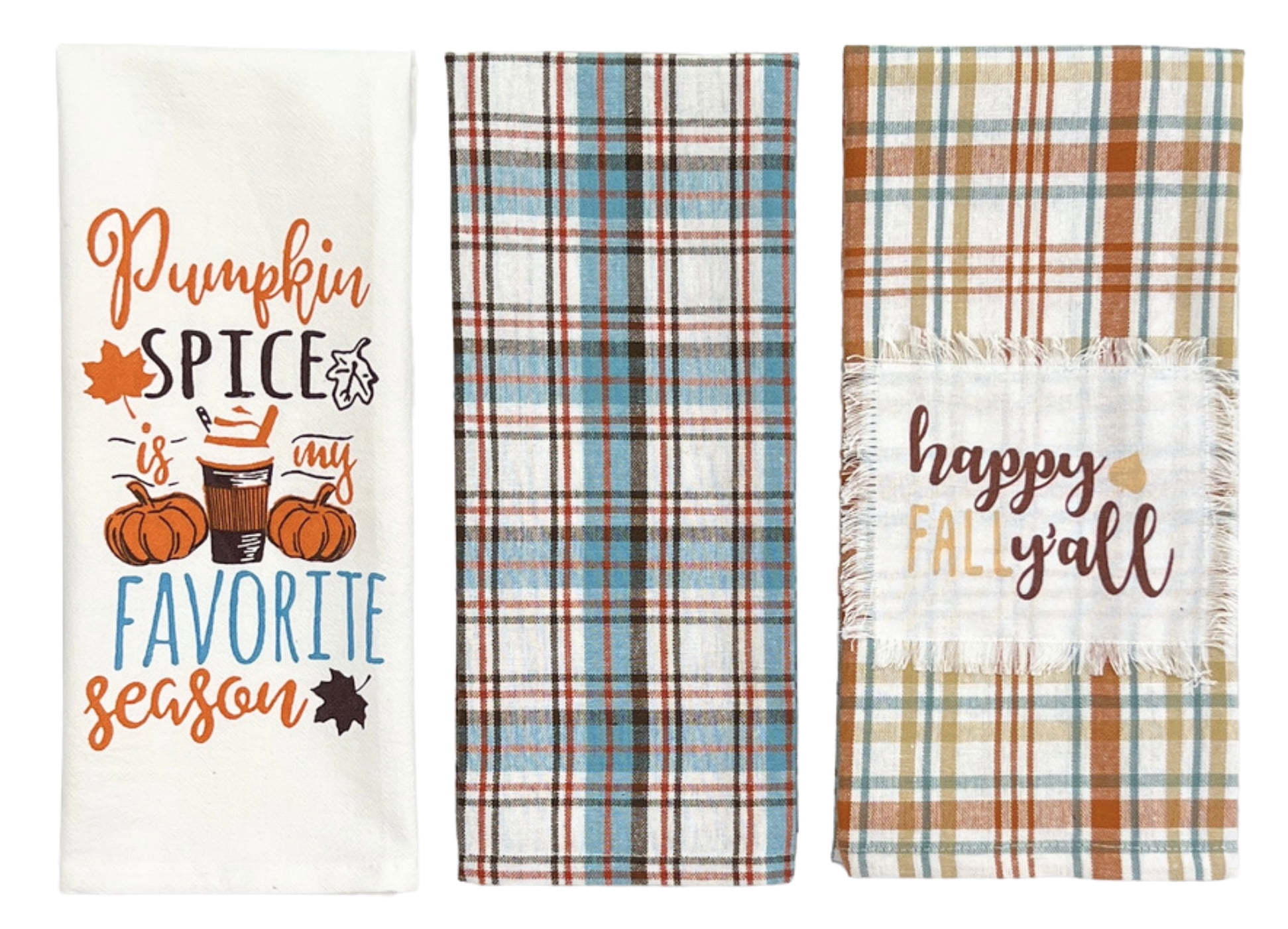 Serafina Home Pumpkin Spice And Happy Fall Y'All Kitchen Towels, Set Of ...