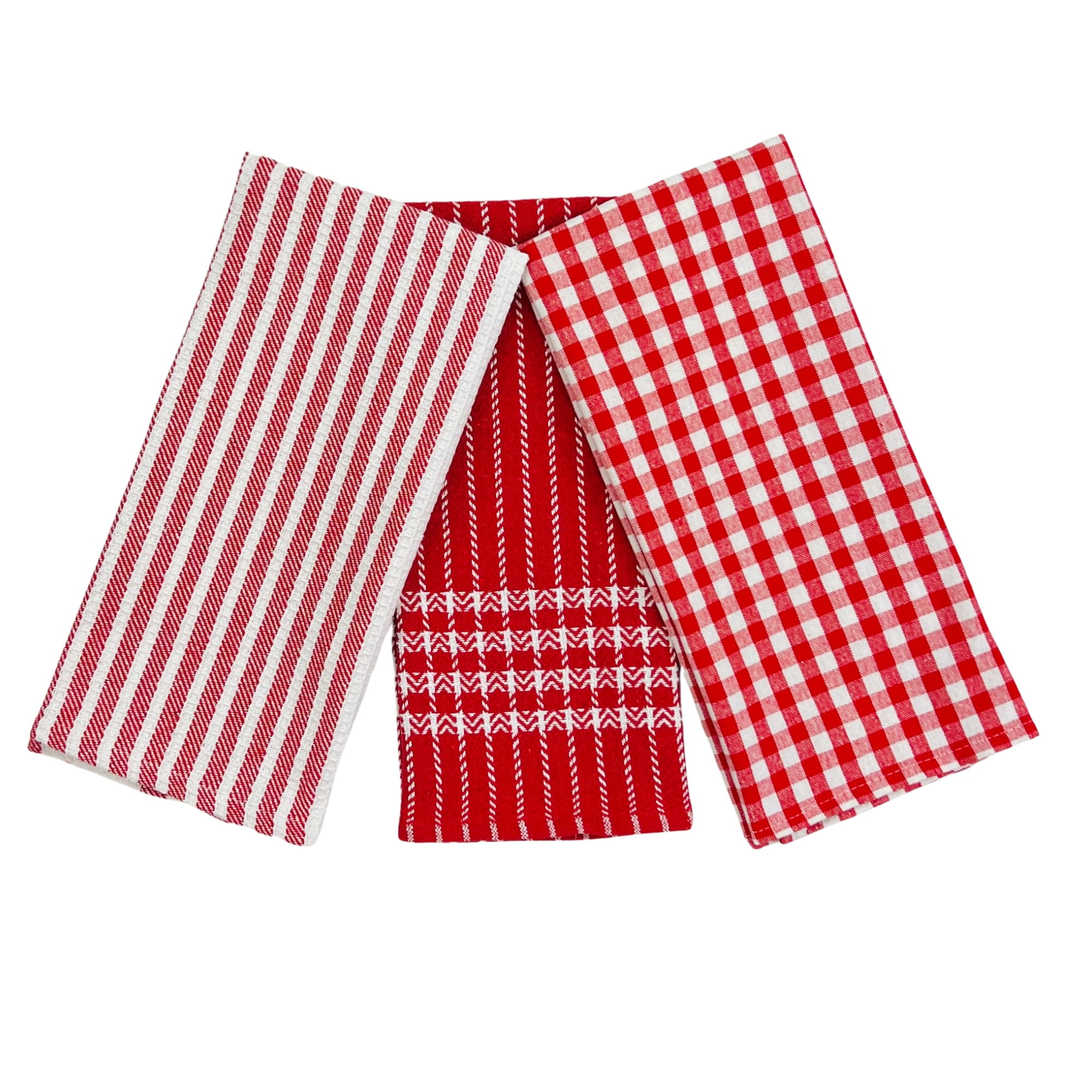 Serafina Home Red Kitchen Towels 100 Cotton Soft Absorbent Set of 3