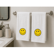 Serafina Home Smiley Smiling Face Bathroom Hand Towel - 100% Cotton Hand Towel 16 x25 Inch Perfect for Housewarming-Birthday Gift Decor
