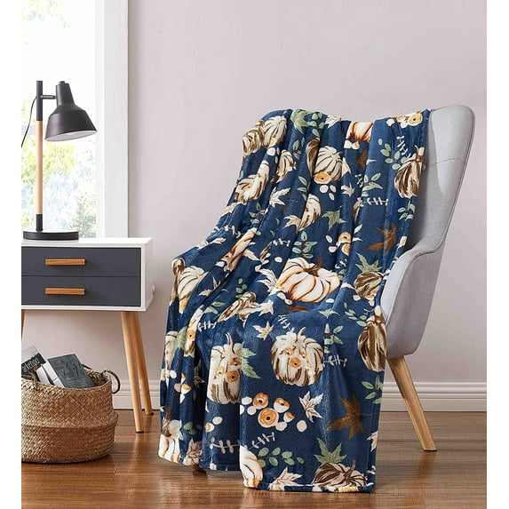 Serafina Home Soft Fall Throw Blanket, 50" x 60", Country Pumpkins
