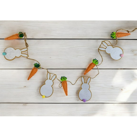 Serafina Home Spring & Easter Bunny With Carrots Banner, 72" Long