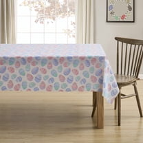 Serafina Home Spring Easter Vinyl Flannel Backed Tablecloth, 52" x 70", Traditional, Easter, White, Easter Eggs