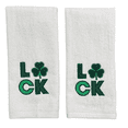 thumbnail image 1 of Serafina Home St. Patrick's Day Irish Hand Towels: Soft Absorbent Guest Luck Green Shamrock Clover Applique Embroidery, 100% Cotton, White 16" x 25", 1 of 7