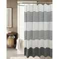 thumbnail image 1 of Serafina Home Striped Black and White Fabric Shower Curtain: 100% Cotton Luxury Hotel with Detailed Decorative Weave for Bathroom 70" x 72", 1 of 8