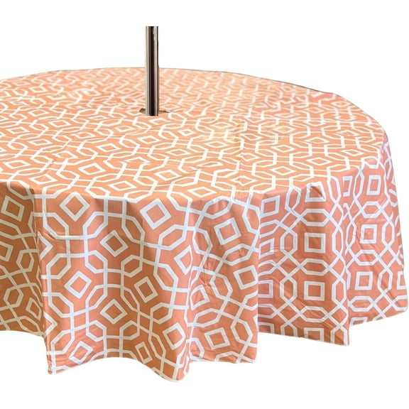 Serafina Home Summer Flannel Back Vinyl Tablecloths: Patio Table Umbrella Hole and Zipper Table Cover, 52" x 70" inch Rectangle