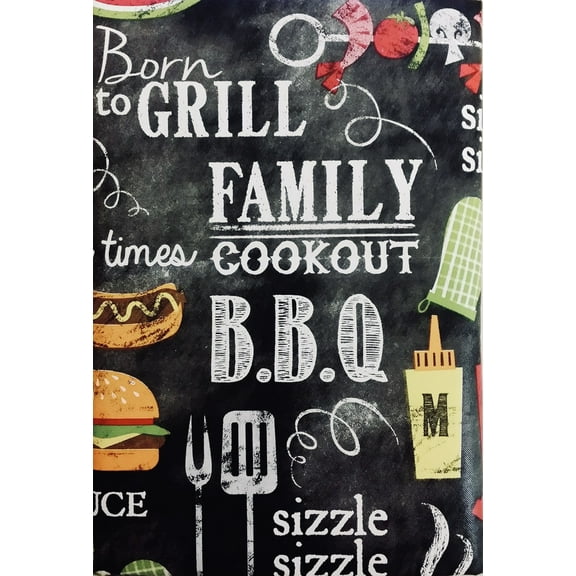 Serafina Home Summer Fun Chillin' and Grillin' Cookout BBQ Vinyl Flannel Back Tablecloth (52" x 70" Square)