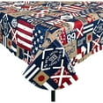 thumbnail image 1 of Serafina Home Summer Fun East Coast Sailing Yacht Club Patriotic Patchwork Vinyl Flannel Back Tablecloth (52" x 70" Oblong), Red, White, Blue, Tan, 1 of 5