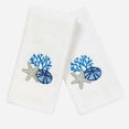 thumbnail image 1 of Serafina Home Summer Soft Absorbent Bathroom Coastal Guest Embroidered Fingertip Towels: Sea Life Shell Starfish Coral Design, 2 Piece 12" x 18" Inches (Antigua Tip), 1 of 5