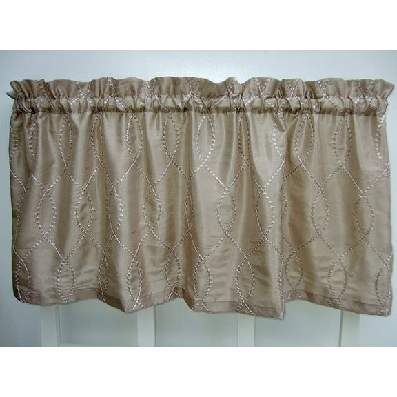 Serafina Home Tan And Gold Geometric Swirl Window Treatment Valance