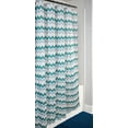 thumbnail image 1 of Serafina Home Teal Blue And White Fabric Shower Curtain for Bathroom: Ikat Chevron Design (Teal), 1 of 6