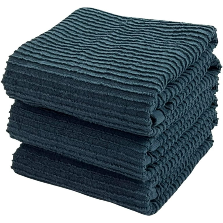 Serafina Home Teal Blue Kitchen Towels: 100% Cotton Soft Absorbent Terry  Cloth, Set of 3