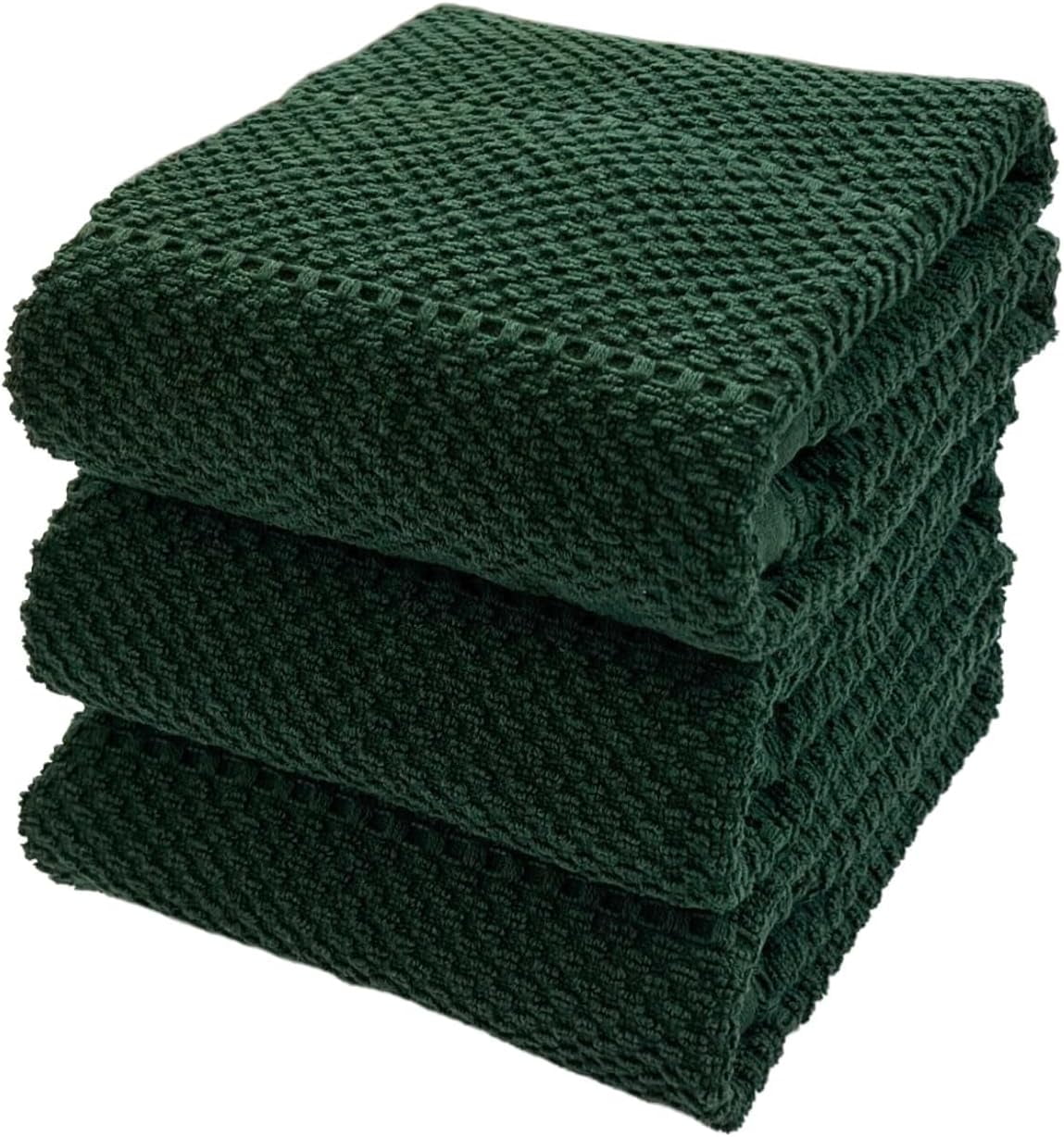 Serafina Home Large Hand Dishcloths Set, Dark Green 100 Cotton Kitchen