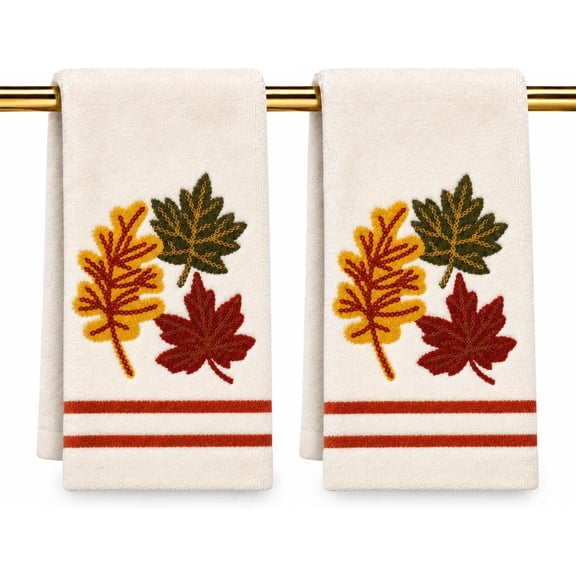 Serafina Home Thanksgiving Fall Autumn Leaves Fingertip Towels 2 Count