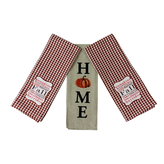 Serafina Home Thanksgiving Fall Pumpkins Kitchen Towels Set 3 Pc.: Fall And Halloween Favorites Tea Towels Set Of Three