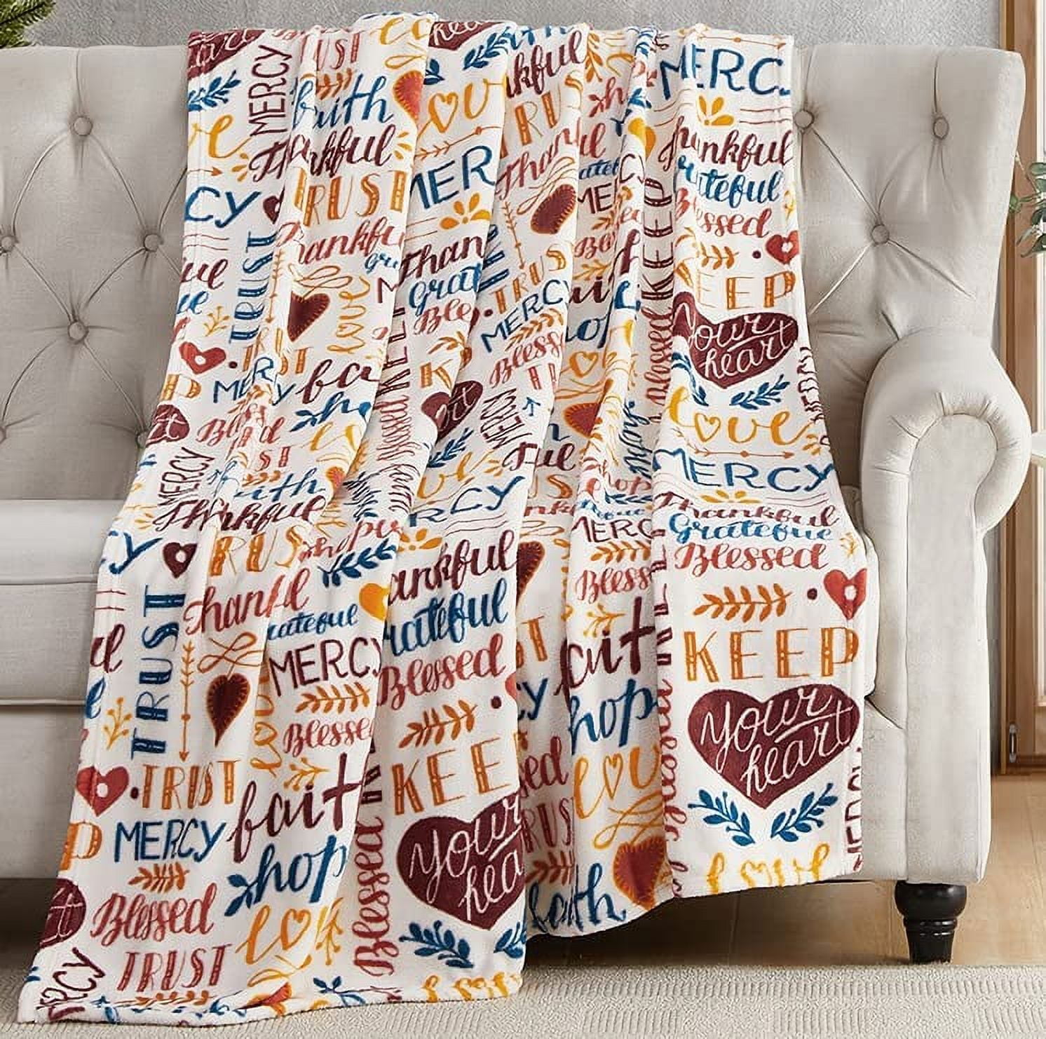 Fall Themed Grateful Thankful Blessed No Sew fleece orders blanket