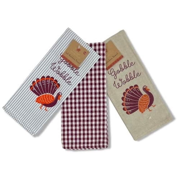 Serafina Home Thanksgiving Fun Kitchen Dish Towels: Gobble Wobble Turkey Variety Pack for Your Kitchen Home Décor