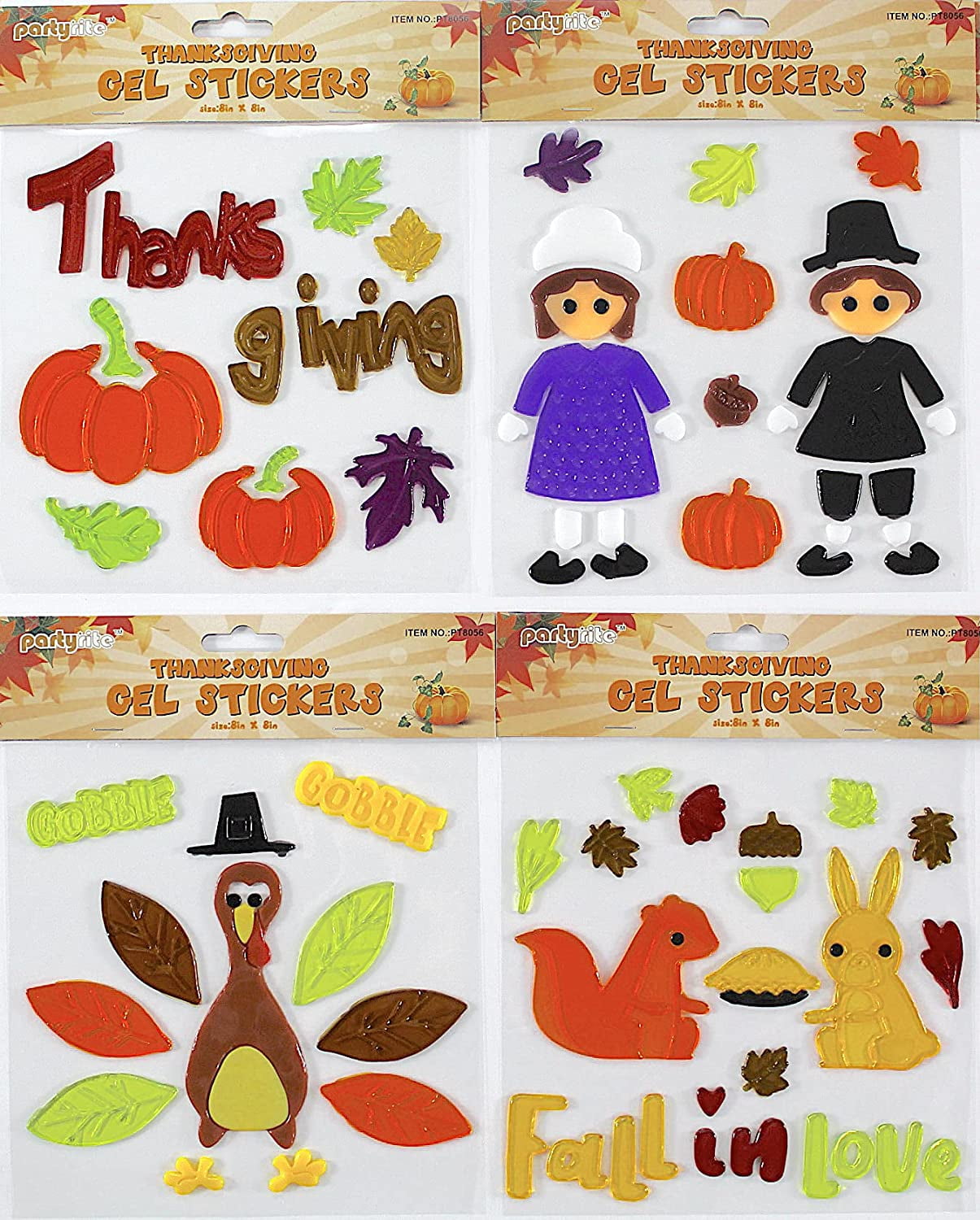 Serafina Home Thanksgiving Holiday Gel Window Clings Decorations