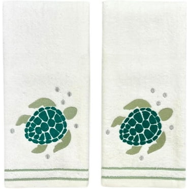Serafina Home Tropical Palm Leaves Embroidered Hand Towels, 100% Cotton, Set of 2, 16 x 25 inches