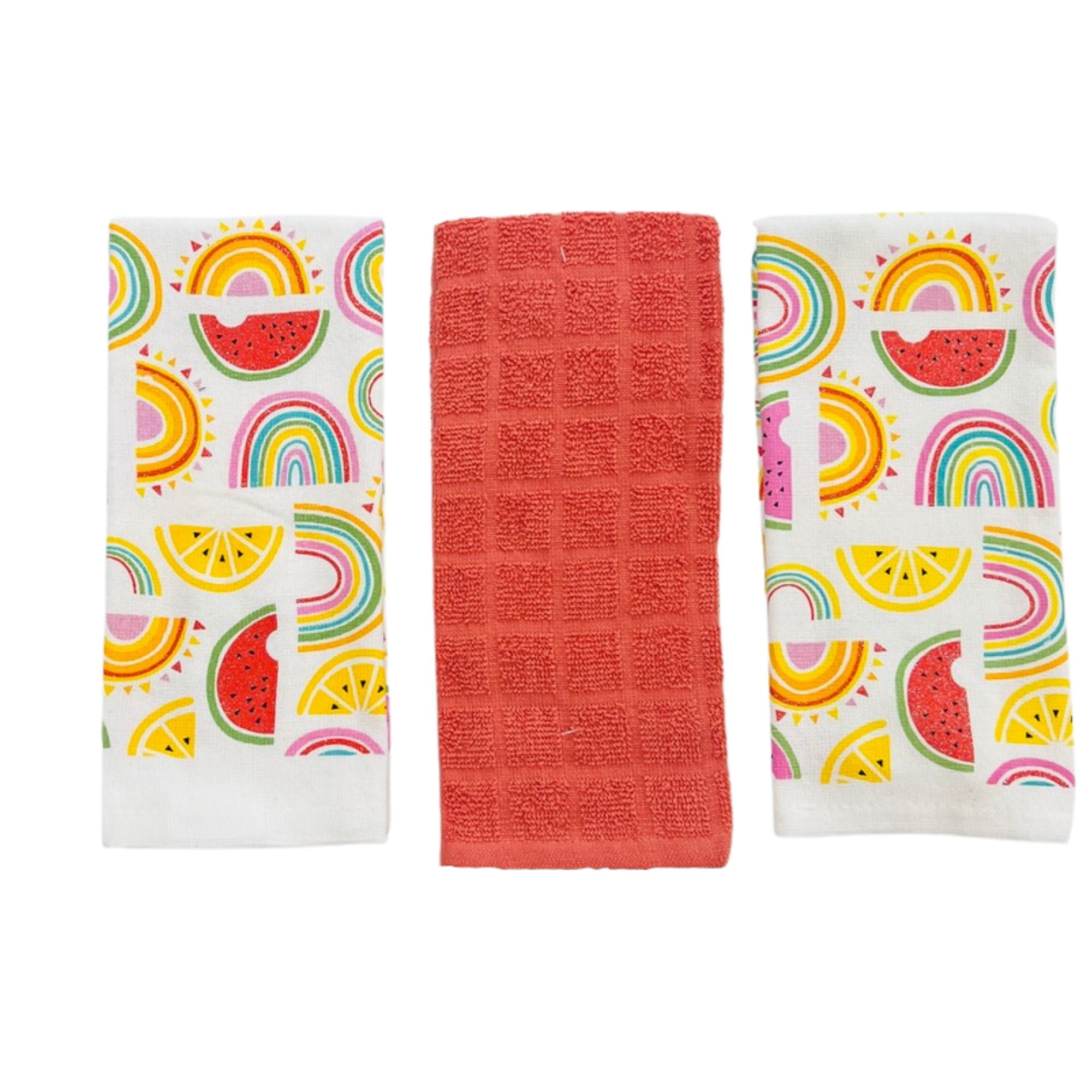 Serafina Home Watermelon, Lemon, Sunshine And Rainbow Kitchen Towels ...