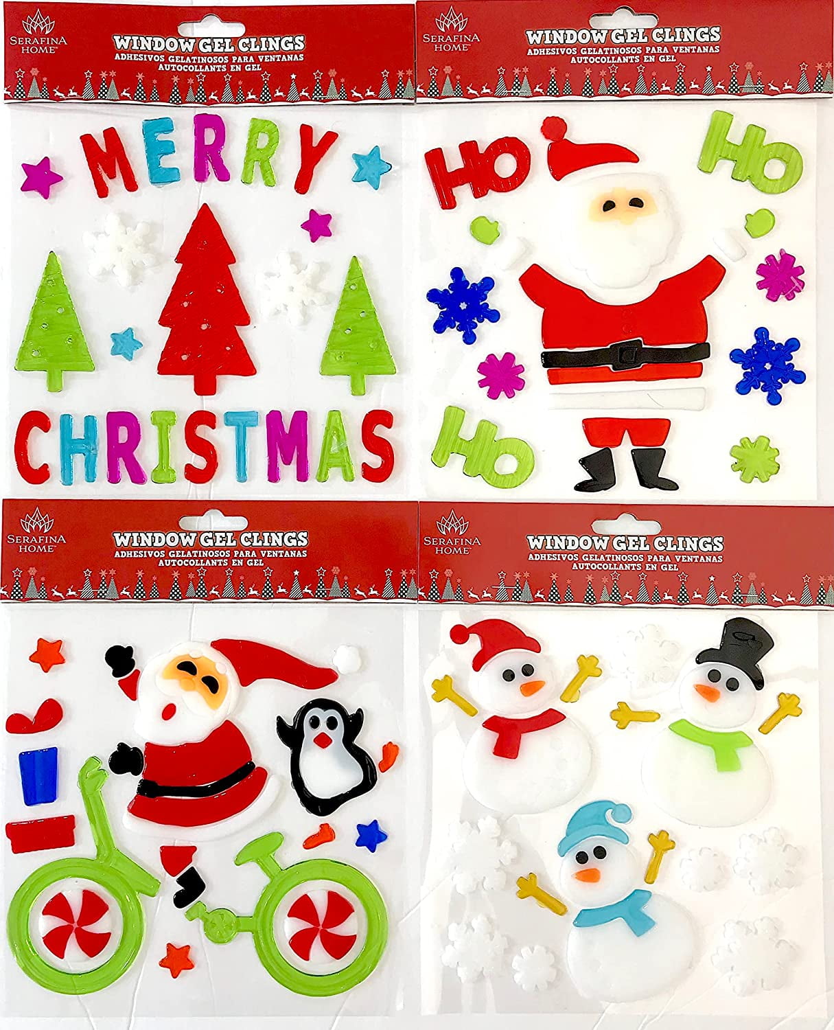 Serafina Home Winter Christmas Holiday Window Gel Clings Snow Much Fun