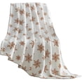 thumbnail image 1 of Serafina Home Winter Decorative Throw Blanket: Soft Comfy Fleece Velvet Plush Flurries of Snowflakes, Accent for Couch Bed Chair, Gold White, 1 of 2