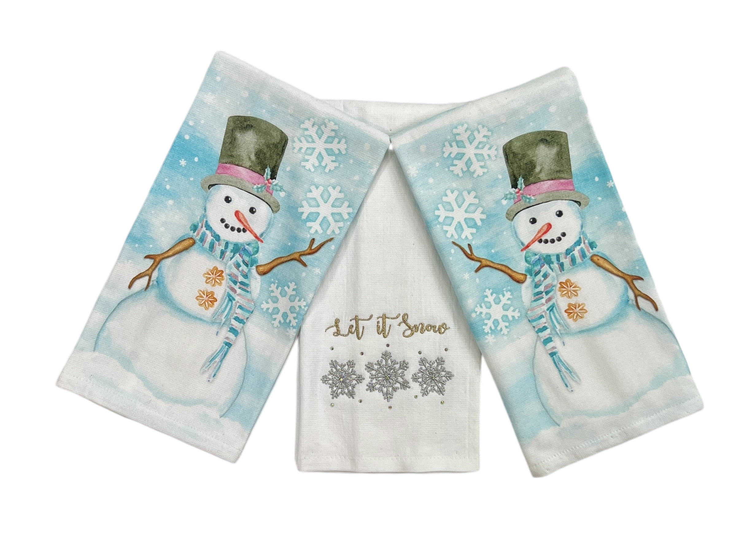 Serafina Home Let It Snow Snowman Kitchen Towels 3 Count Walmart Business Supplies