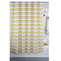 Serafina Home Yellow Grey Fabric Shower Curtain for Bathroom: Ikat Chevron Design (Yellow)