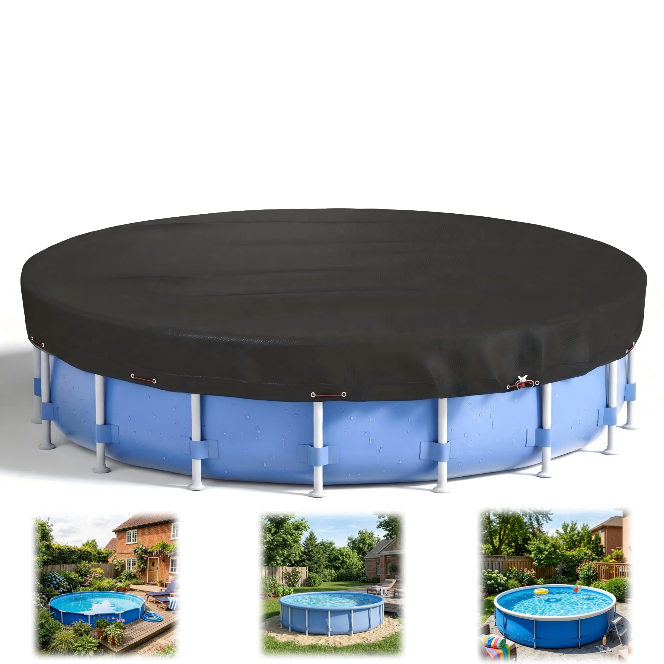 Seralis 16' Round Pool Cover Solar Winter Cover with Steel Rope for ...