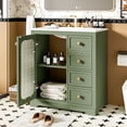 thumbnail image 1 of Seranor Modern Bathroom Vanity with Ceramic Sink, Shelves, Drawers, Wood, Green, 1 of 11