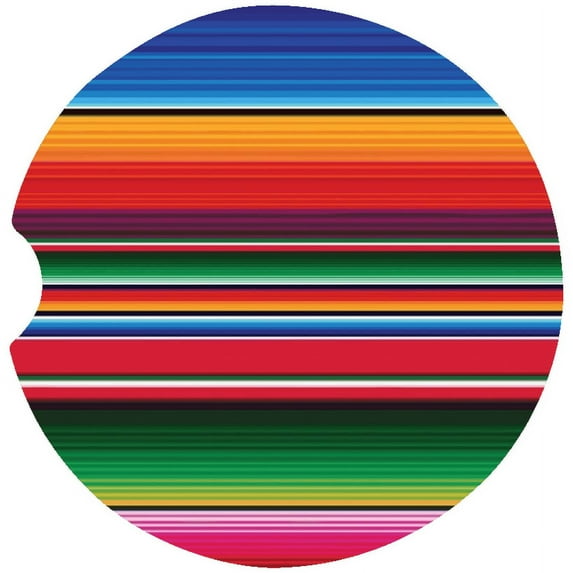 Serape Car Coaster, Absorbent Stoneware Car Cup Holder Coaster, Set of 2