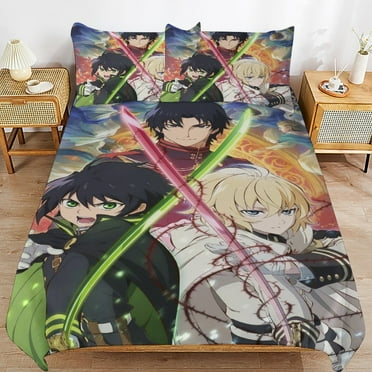 Seraph of The End Duvet Cover Set, Soft Cozy Quilt Cover Bedding Set 3 Pieces, Comforter Cover with 2 Pillowcase for Teens Adults Kids 90"x90"