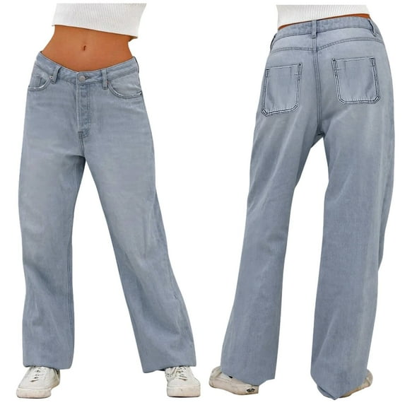 Seraphae Sweatpant Jeans, Akoilo Jean Sweat Pants, Comfort Jeans Denim High Waited Baggy Wide Leg with Stretch,Size M