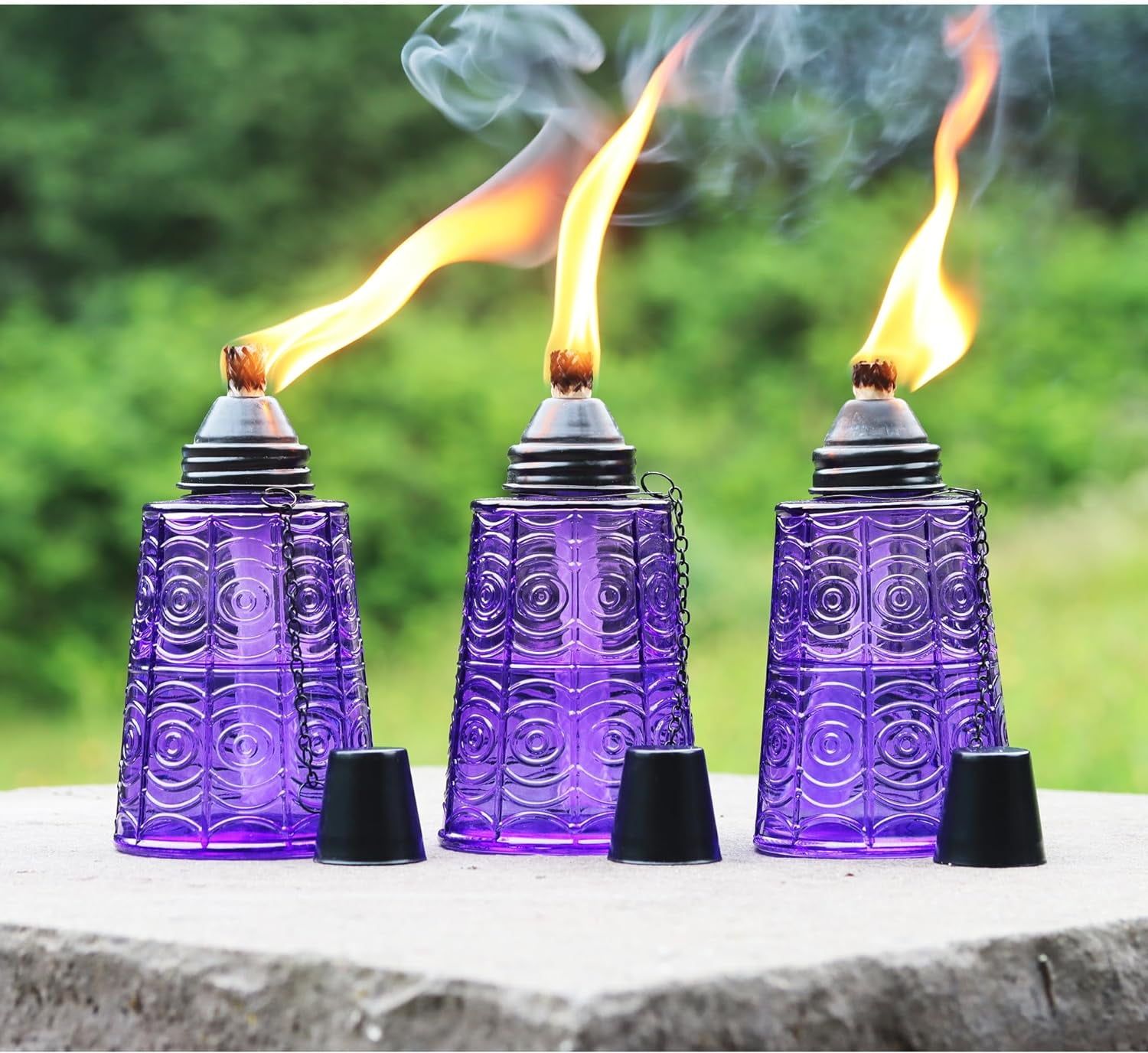 Seraphic Citronella Table Top Tiki Torches for Outdoor Patio, 16oz