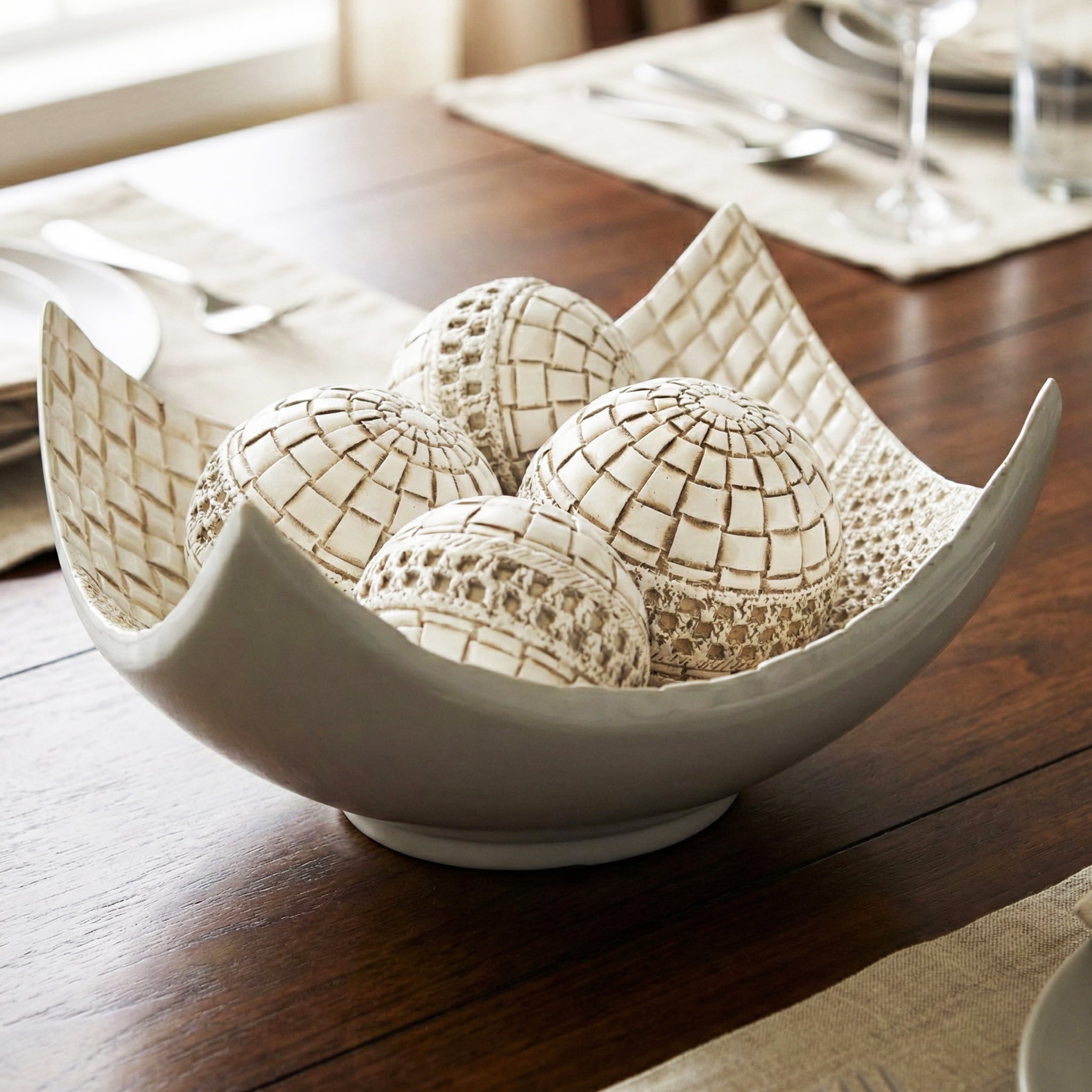 Seraphic 5pc Bowl Table Centerpieces for Dining Room, Large Decorative ...