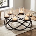 thumbnail image 1 of Seraphic Round Candle Holder Table Centerpiece, Black, 6 Clear Cups, 1 of 10