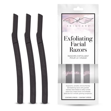 Seraphic Skincare Exfoliating Facial Razors (3pc) – For Eyebrows, Peach Fuzz & Exfoliation – Dermaplane Face Razor for Women – Wheat Straw & Swedish Stainless Steel Blades