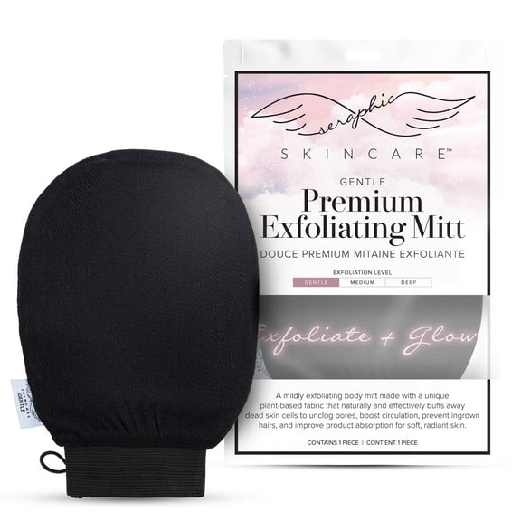 Seraphic Skincare Gentle Premium Exfoliating Mitt for Body  100% Vegan Viscose Traditional Body Scrub Glove Kessa Korean Washcloth  Body Exfoliator Self-Tan Removal & Keratosis Pilaris