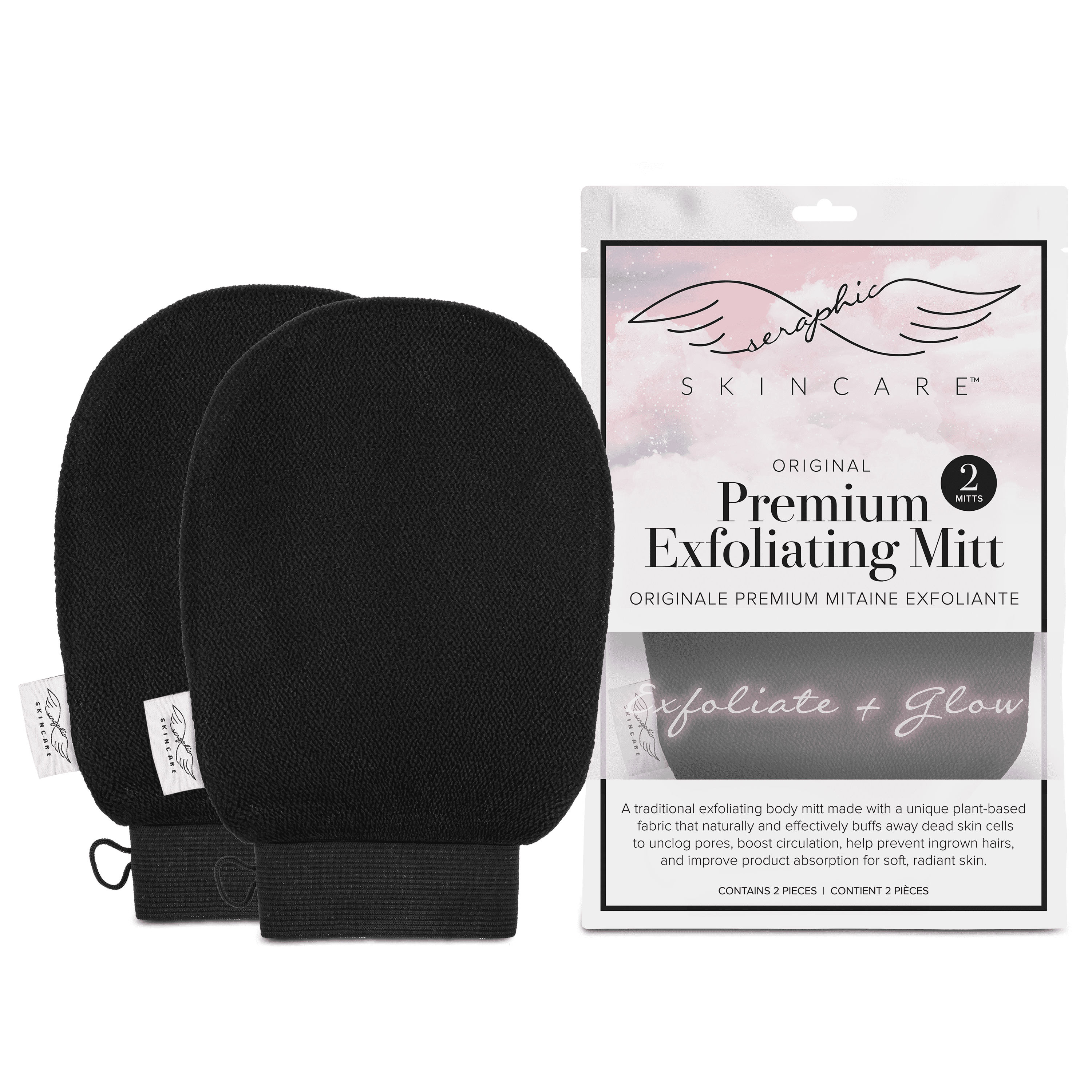 Seraphic Skincare Korean Exfoliating Mitts (2pcs) Microdermabrasion at