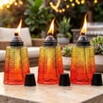 thumbnail image 1 of Seraphic Table Top Citronella Torches for Outdoor Patio, 16oz Decorative Glass Torch Citronella Oil Candles for Outside Deck, Garden, Parties, Set of 3, Sunset Orange, 1 of 11