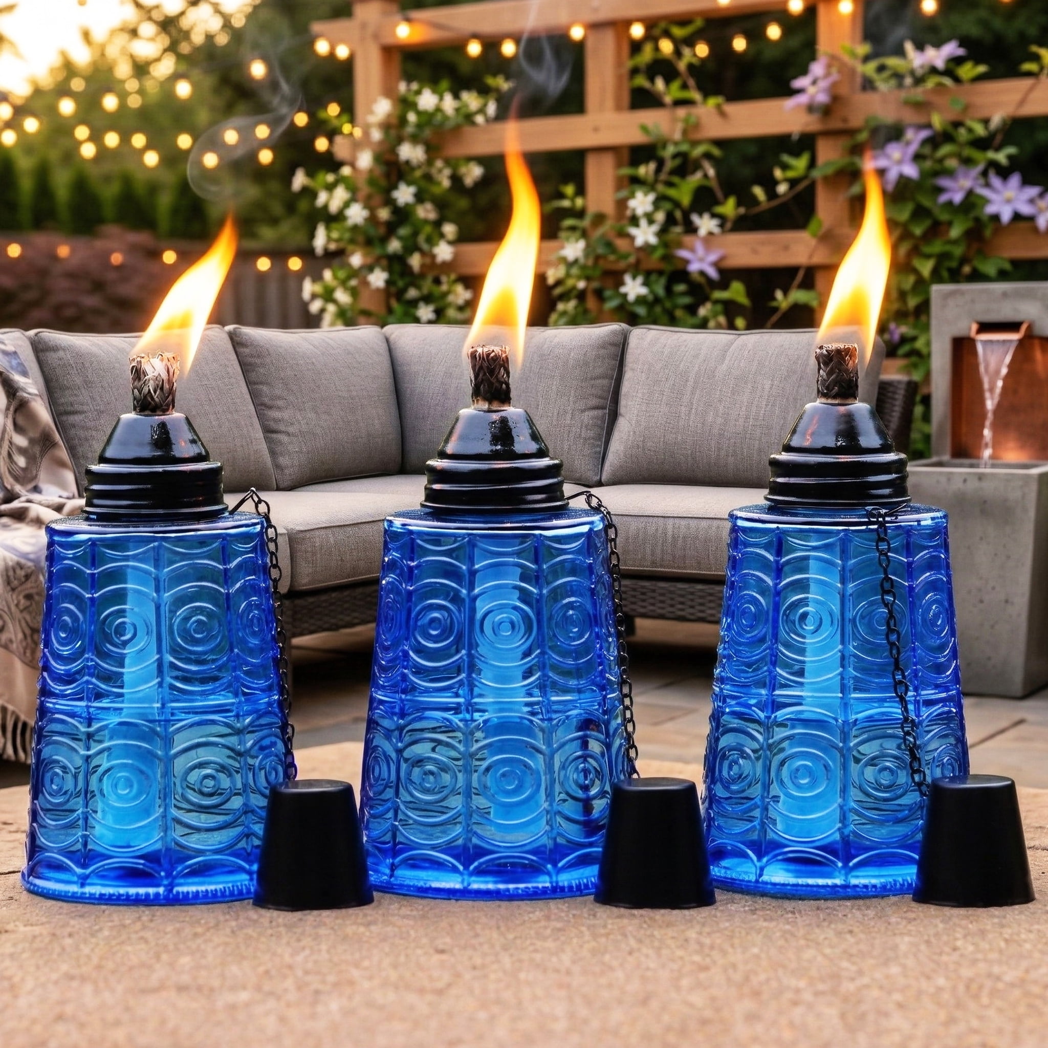Seraphic Table Top Citronella Torches for Outdoor Patio, 16oz