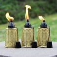 thumbnail image 1 of Seraphic Table Top Citronella Torches for Outdoor Patio, 16oz Decorative Glass Torch Citronella Oil Candles for Outside Deck, Garden, Parties, Set of 3, Gold, 1 of 4