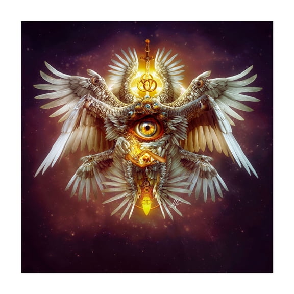 Seraphin - Digital Art Surrealism Mystical Fantasy Spiritual Religious Art Cosmic Psychedelic Unframed Wall Art Print 12 x 12 inches