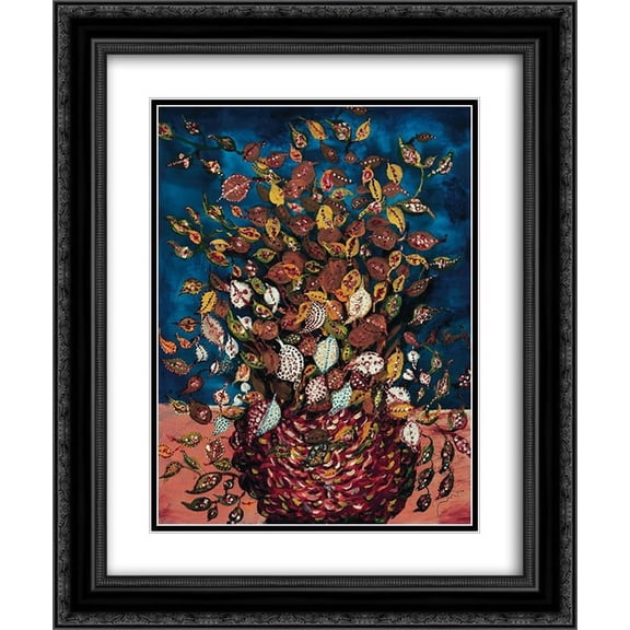 Seraphine Louis 2x Matted 20x24 Black Ornate Framed Art Print 'Le Bouquet de Feuilles'