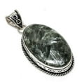 thumbnail image 1 of Natural Seraphinite Gemstone Handmade 925 Sterling Silver Pendant 2.21", 1 of 2