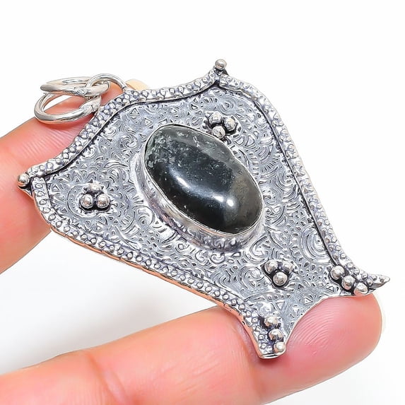Seraphinite Gemstone Pendant Handmade Thanksgiving Gift Jewelry 2.70" FP 1610